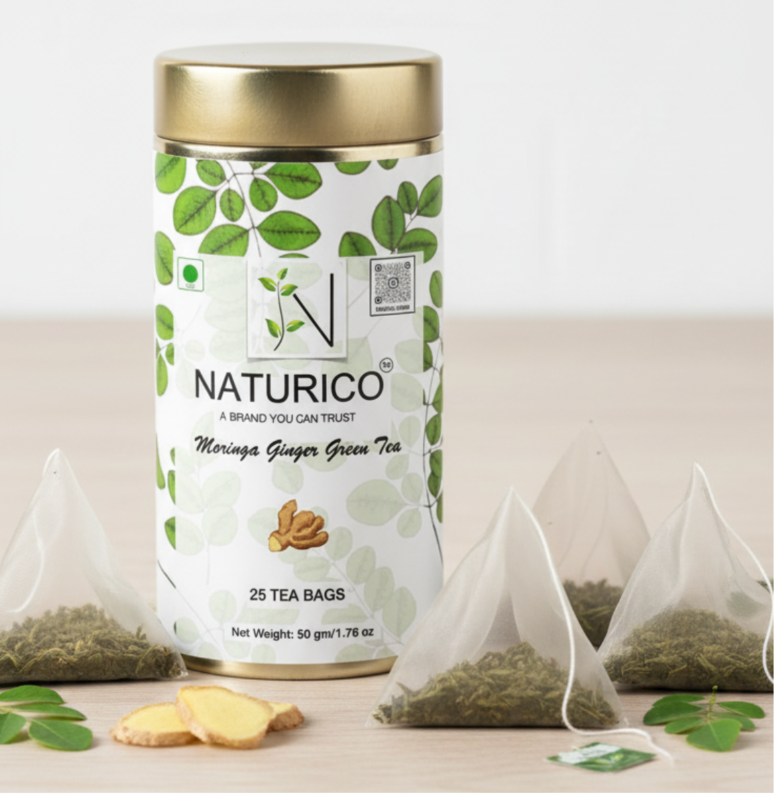 NATURICO TEA - MORINGA GINGER GREEN TEA